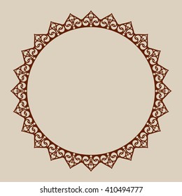 Abstract round frame with swirls. Pattern is suitable for greeting cards, invitations, design interiors etc. Template suitable for laser cutting, plotter cutting or printing. Vector. Easy to edit.