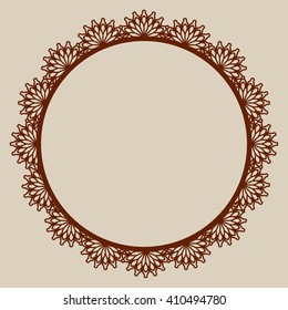 Abstract round frame with swirls. Pattern is suitable for greeting cards, invitations, design interiors etc. Template suitable for laser cutting, plotter cutting or printing. Vector. Easy to edit.