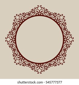 Abstract round frame with swirls. Template for laser cutting, plotter cutting or printing. Pattern is suitable for greeting cards, invitations, design interiors etc