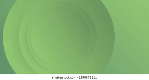 Abstract Round Geometric Green Colored Background - Overlapping Lit Large Circles Pattern with 3D Effect - Wide Scale Vector Illustration, Multi Purpose Template with Copyspace, Place for Your Text