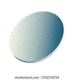 Abstract round geometric shape with dots. Halftone effect disk. Vector element for design.