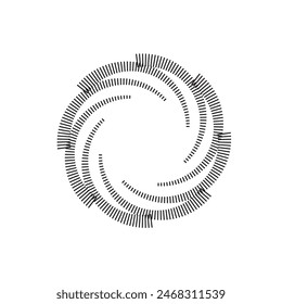 Abstract round geometric shape icon,vector lines black-white background, Geometrical monochrome design.