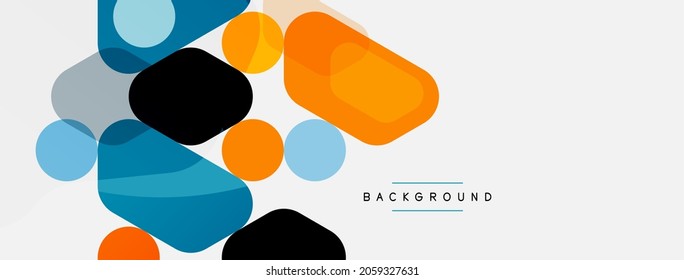 Resumen de formas geométricas redondeadas y fondo de círculos. Plantilla de negocios de moda para tecno para papel de pared, banner, fondo o aterrizaje