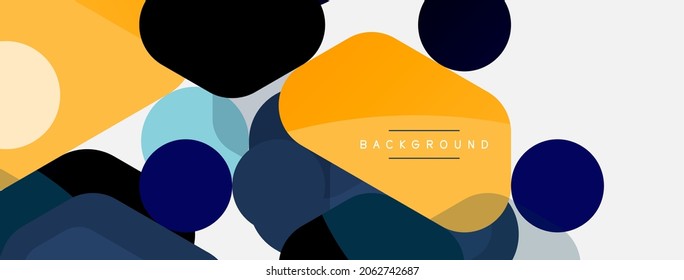 Abstract round geometric shapes and circles background. Trendy techno business template for wallpaper, banner, background or landing