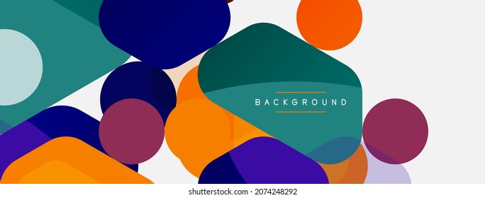 Abstract round geometric shapes and circles background. Trendy techno business template for wallpaper, banner, background or landing