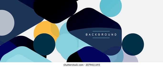 Abstract round geometric shapes and circles background. Trendy techno business template for wallpaper, banner, background or landing