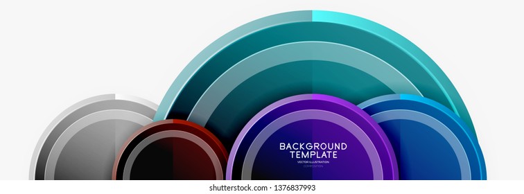 Abstract round geometric shapes, modern circles background. Vector illustration