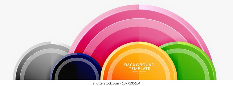 Abstract round geometric shapes, modern circles background. Vector illustration