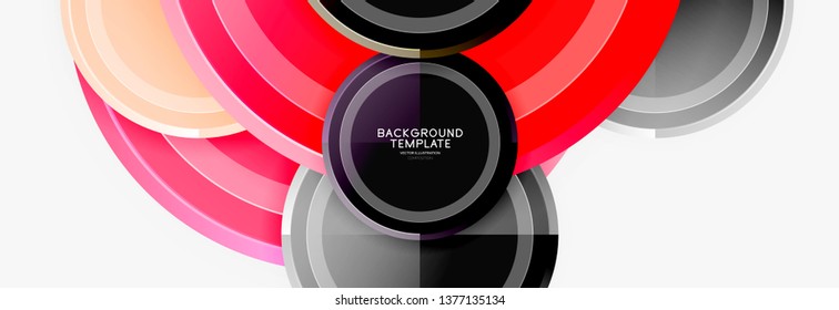 Abstract round geometric shapes, modern circles background. Vector illustration