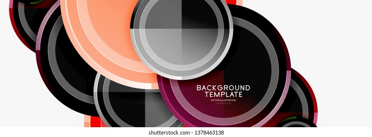 Abstract round geometric shapes, modern circles background. Vector illustration