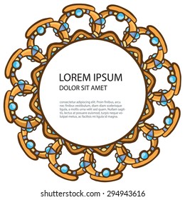 abstract round golden frame from jewels and place for your text