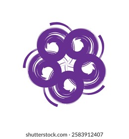 abstract round graphic element design in purple shades