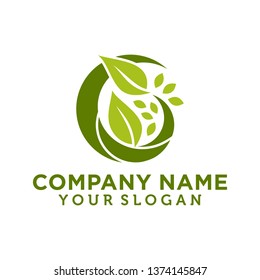 Abstract round green leaf logo