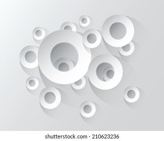 Abstract round holes with shadows, pattern in grey colors