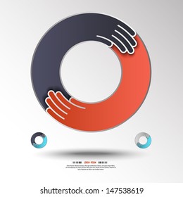 Abstract round icon. Round of stylized hand.