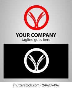 Abstract round icon and V logo 