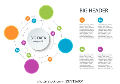 Abstract round infographics 4 step. Business poster template line and paper circle. Color circle diagram. Vector illustration.