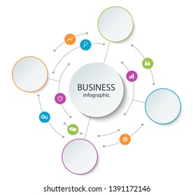 Abstract round infographics 4 step. Business poster template line and paper circle. Color circle diagram. Vector illustration.