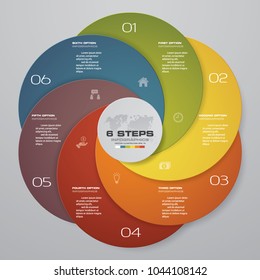 Abstract round infographics diagram. Circles of 6 elements or steps. EPS10.