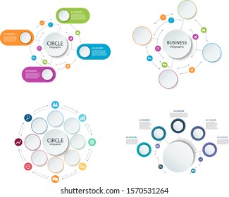 Abstract round infographics. Set Color circle diagram. Business illustration template circle.