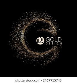 Abstract round isolated frame with golden glitter, design component.