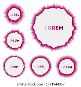 Abstract round labels with artistic circular backgrounds in vector style.