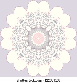 Abstract round  lace pattern.  Filigree ornament. Colors are easily editable.