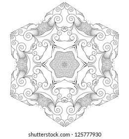 Abstract round lace pattern.Resembles a snowflake.
