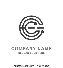 Abstract Round Letter C Technology Logo Vector Icon