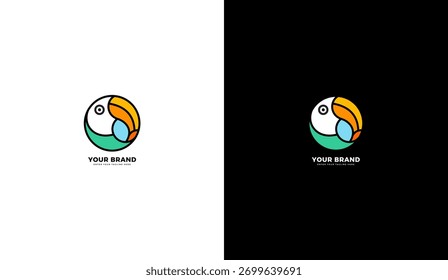 Abstrato cor de linha redonda tucano logotipo pássaro, linha abstrata ícone tucano