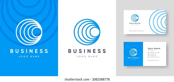 Abstract Round Line cyclone or Initial Letter O logo with Premium Business Card Design Template