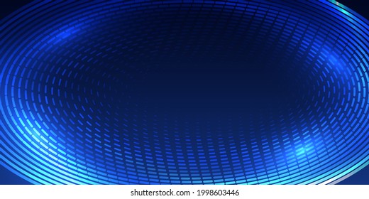 Abstract round of lines and dots. Dynamic swirls on the blue background.