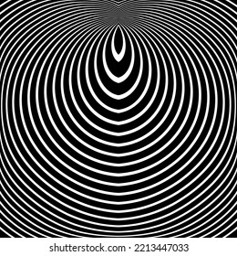 Resumen de líneas redondeadas Patrón de Op Art con efecto de ilusión 3D. Ilustración vectorial.
