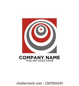 Abstract round logo in box