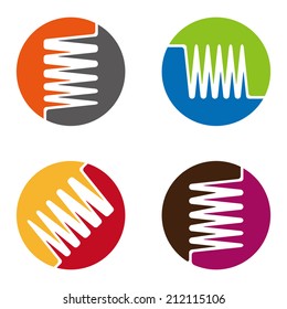 Abstract round logo element. Colorful digital wave icon. "n", "m" ,"v" , "w" letters icon set. You can use in the technology, science ,experiments ,electronics and communication concept of pattern. 