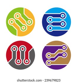 Abstract round logo element. Colorful digital icon set. You can use in the machine, chips, electronics and communication concept of pattern. 