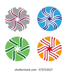 Abstract round logo element. Colorful digital icon set. You can use in the machine, chips, electronics, motor and communication concept of pattern. 