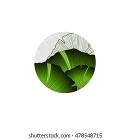 Abstract round logo with part of ginkgo leaf. Can be used as design element or part of decoration