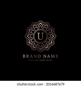 abstrakter Rundschreiben U Logo Design für elegante Mode-Marke, Schönheitspflege, Yoga-Klasse, Hotel, Resort, Schmuck