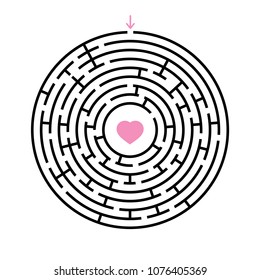 Abstract round maze. An educational game for children and adults. Simple flat vector illustration isolated on white background