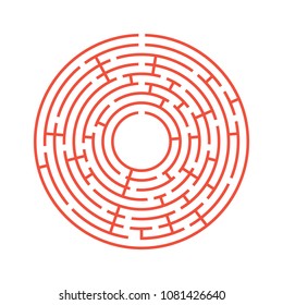 Abstract round maze. An educational game for children and adults. Simple flat vector illustration isolated on white background