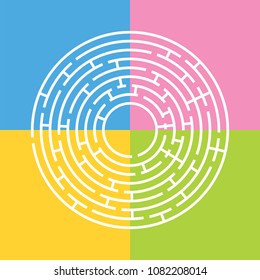 Abstract round maze. An educational game for children and adults. Simple flat vector illustration