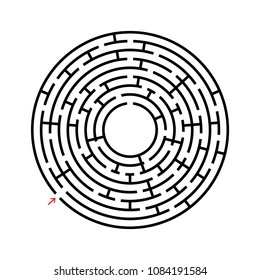 Abstract round maze. An educational game for children and adults. Simple flat vector illustration isolated on white background