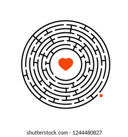 Abstract round maze. Game for kids. Puzzle for children. One entrance, one exit. Labyrinth conundrum. Flat vector illustration
