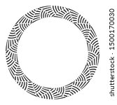 Abstract round meander, circular geometric ornament, striped frame. Decorative pattern isolated on white background. Place for text. Vector monochrome illustration for invitations, greeting cards.