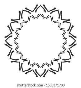 Abstract round meander, circular geometric ornament, frame. Decorative pattern isolated on white background. Place for text. Vector monochrome illustration 