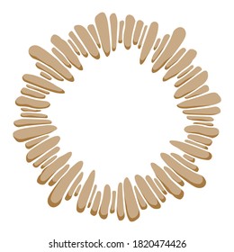 Recorrido redondo abstracto, ornamento geométrico circular hecho de piedras. Decoración aislada en el fondo blanco. Colocar el texto. Ilustración de color vectorial para invitaciones, tarjetas de felicitación.