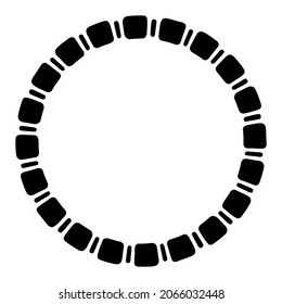 Abstrakter Rundschleifer, kreisförmiger geometrischer Ornament, Rahmen aus einfachen Formen. Muster einzeln auf weißem Hintergrund. Platz für Text. Vektormonochrome Illustration für Einladungen, Grußkarten.