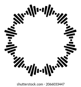 Abstract round meander, circular geometric ornament, striped frame from hand drawn elements. Decorative pattern isolated on white background. Place for text. Vector monochrome illustration.