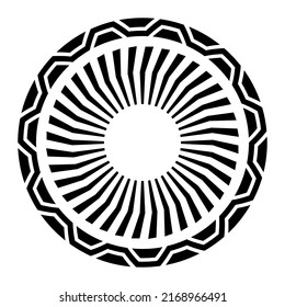 Abstract round meander, circular geometric ornament, frame made of simple shapes. Pattern, isolated on white background. Place for text. Vector monochrome illustration for invitations, greeting cards.